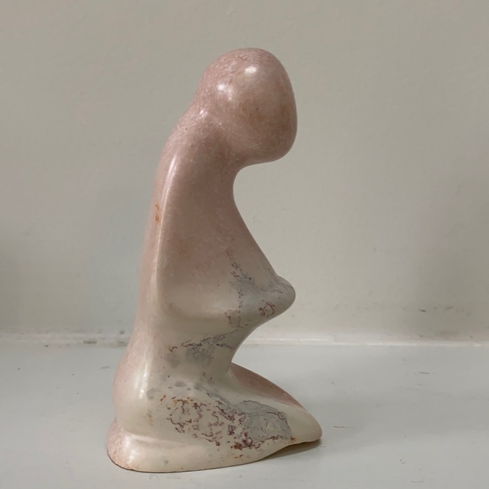 Hand carved pink soapstone modern sculpture African art from Kenya